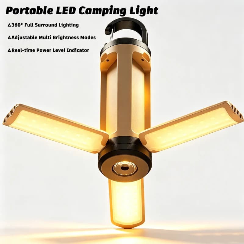 RechargeableFoldable LED Camping Lantern Dimmable Hanging Tent Light Portable Outdoor Emergency Flashlight Adjustable Brightness