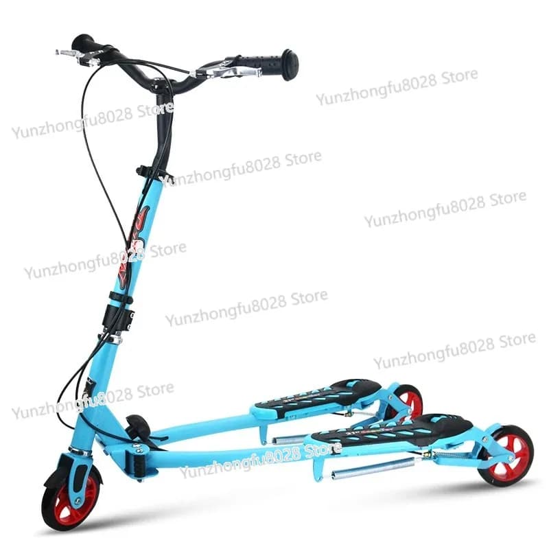Monopattino Pieghevole per Bambini a 3 Ruote, Triciclo Portatile a 2 Pedali, Monopattino a Forbice con Altezza Regolabile, Ruote in PU per Bambini