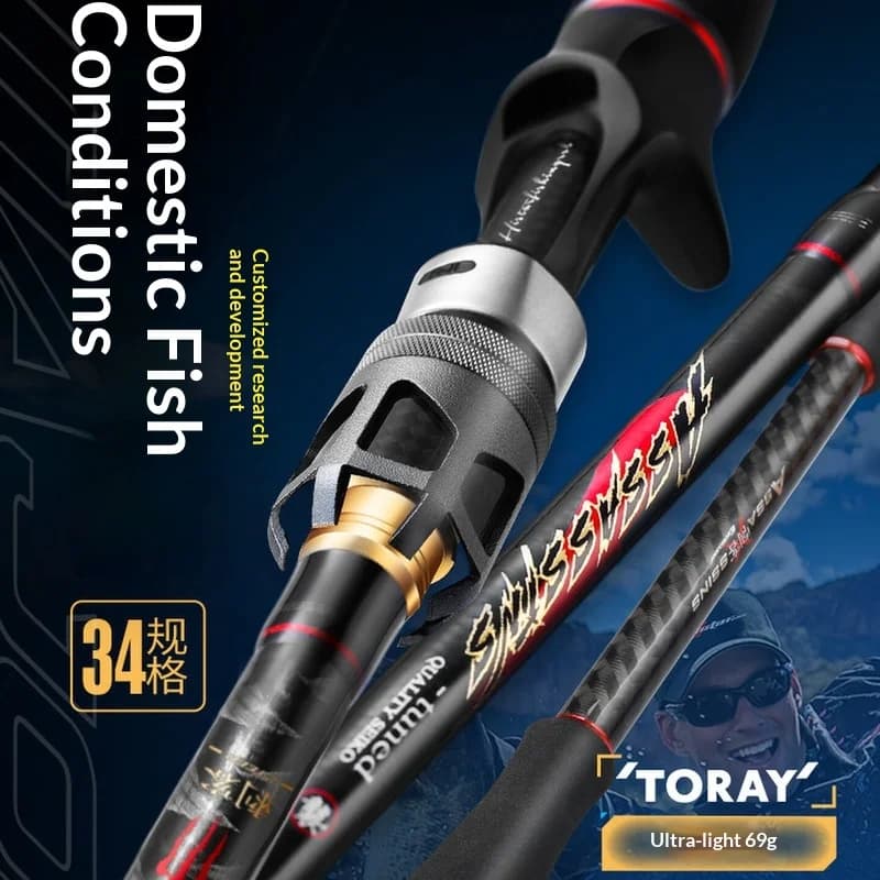 Canna da Pesca Universale Histar Assassin, Spinning e Casting, 69g Ultra Leggera, Telaio in Titanio Toray per Bass, Persico Cinese, Culter, Snakehead