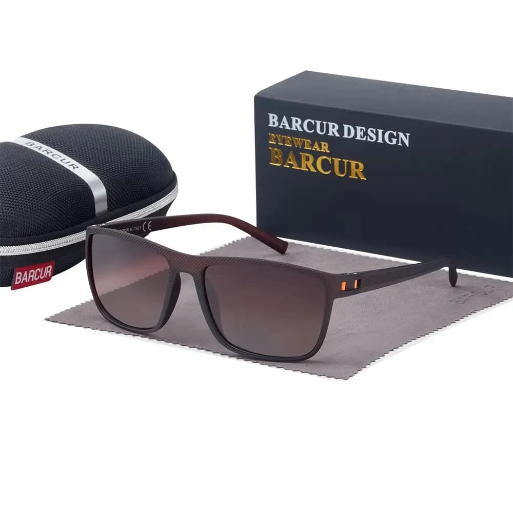 BARCUR Occhiali da sole da uomo stile casual leggeri e confortevoli, decorazione alla moda, montatura quadrata, fotografia di strada