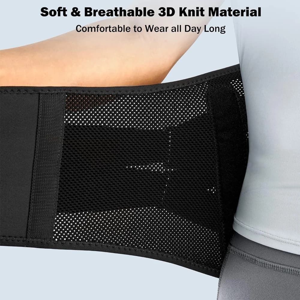 Breathable 3D Back Brace - Adjustable lumbar support belt with ergonomic padding to relieve sciatica pain - Women and men