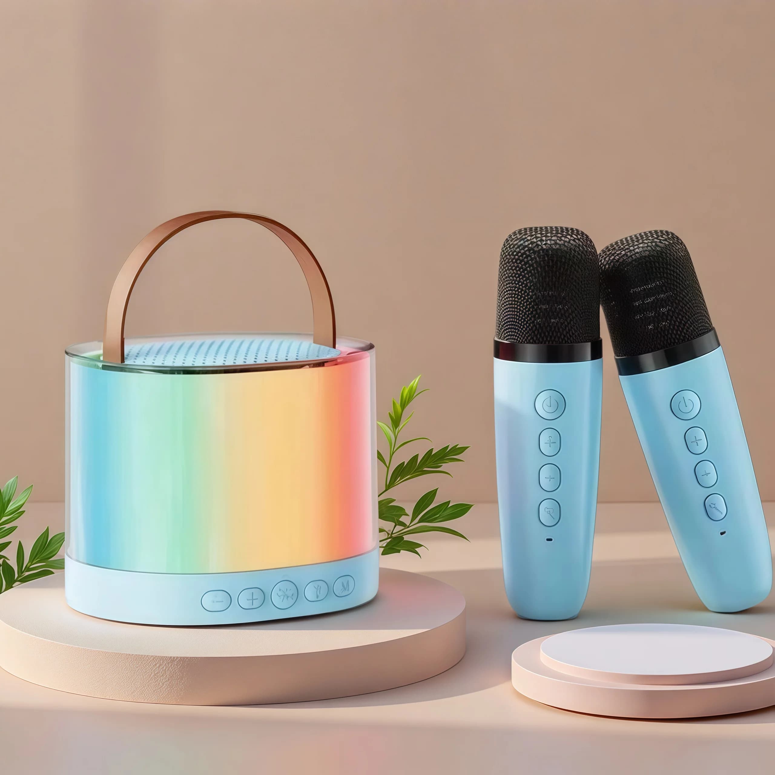 Altoparlante Bluetooth wireless K52 multifunzione con 2 microfoni Lettore musicale portatile RGB Macchina per karaoke per regalo domestico per bambini