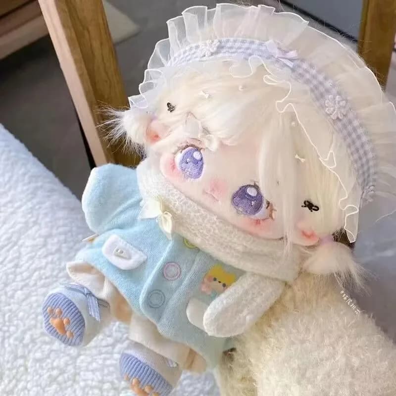 Giocattolo per bambola in cotone con capelli beige da 20 cm, giocattolo carino e fresco, set di giocattoli, vestiti per giocattoli, adatto ai fan dell'anime, regali di Halloween per bambini