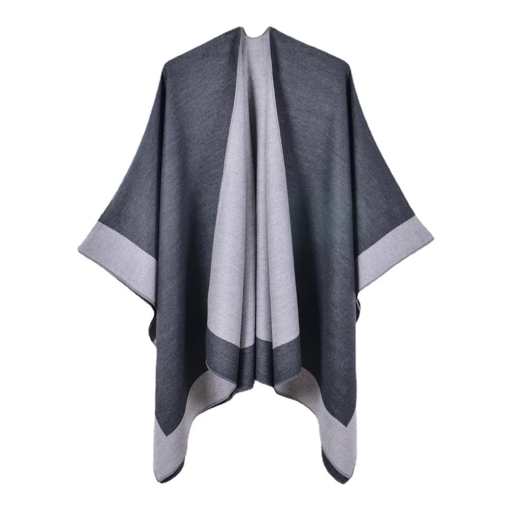 Mantello da donna in finto cashmere Grande pendolo Scialle Mantello Autunno Colori contrastanti Mantelle divise Cardigan Poncho allentato