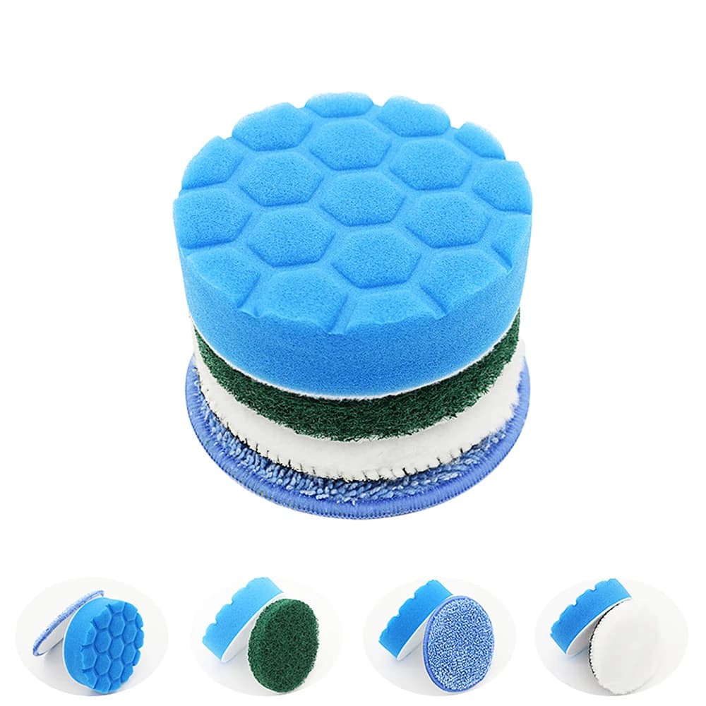 Accessories for 4 Inch Electric Cleaning Brushes 4 pcs Hexagonal Sponge Shoe Polishing Wheel Sponge Disc For Abrasive Polishing