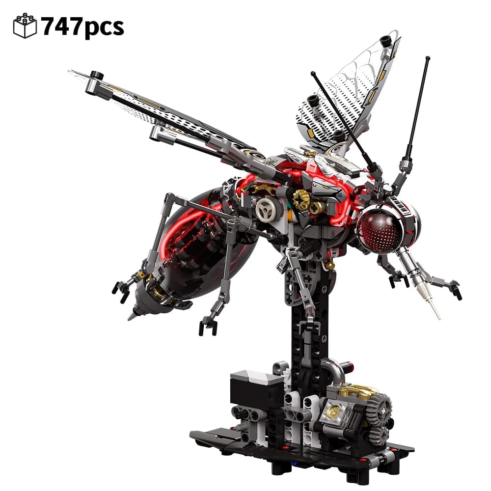 Set di Blocchi da Costruzione MOC Modello Creativo di Zanzara Meccanica con Luce, Kit Educativo STEM, Regalo di Compleanno