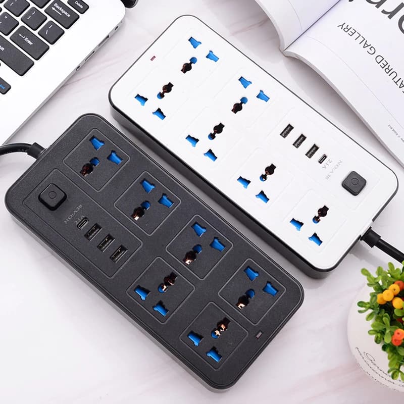 Presa multipla universale per presa multipresa EU US UK con cavo di prolunga da 2 m Presa elettrica di ricarica USB CA tipo C
