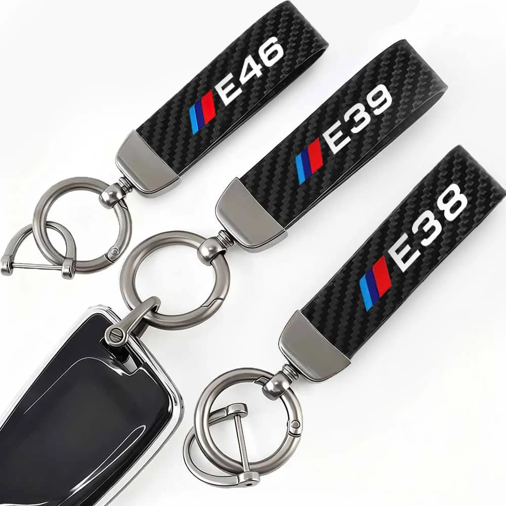 Fashion Leather Carbon Fiber Metal Buckle Car Keychains For E30 E34 E36 E38 E39 E46 E60 E61 E63