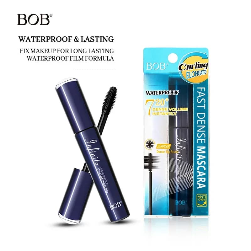 BOB Quick Dry Mascara Waterproof Smudge-Proof Volumizing Curling Lengthening Long Lasting Eye Makeup