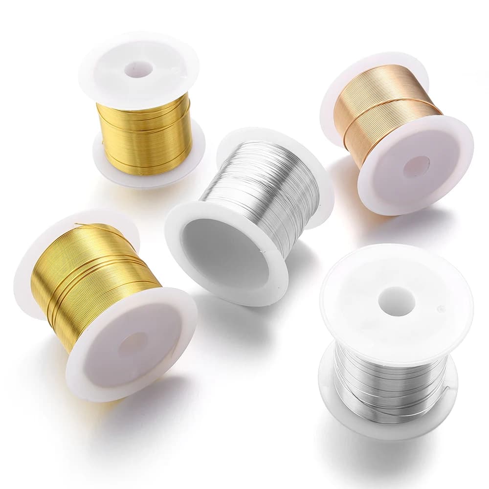 Filo di rame color oro e argento da 15-100m/rotolo per creazione gioielli, bracciali e collane fai da te, filo per perline resistente allo sbiadimento