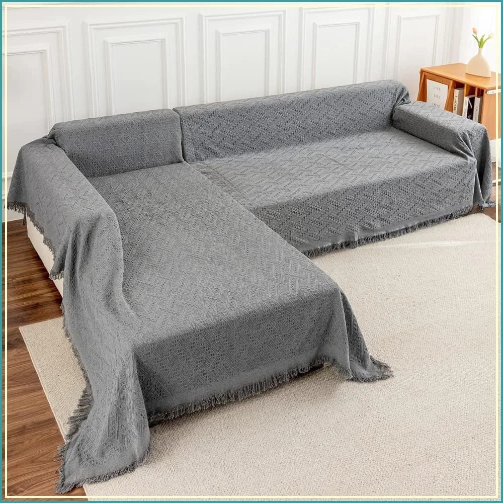 Deep Dream Sectional Couch Covers, 2 Pieces L Shaped Sofa Cover, XX-Large 71x118+91x134, Dark Grey