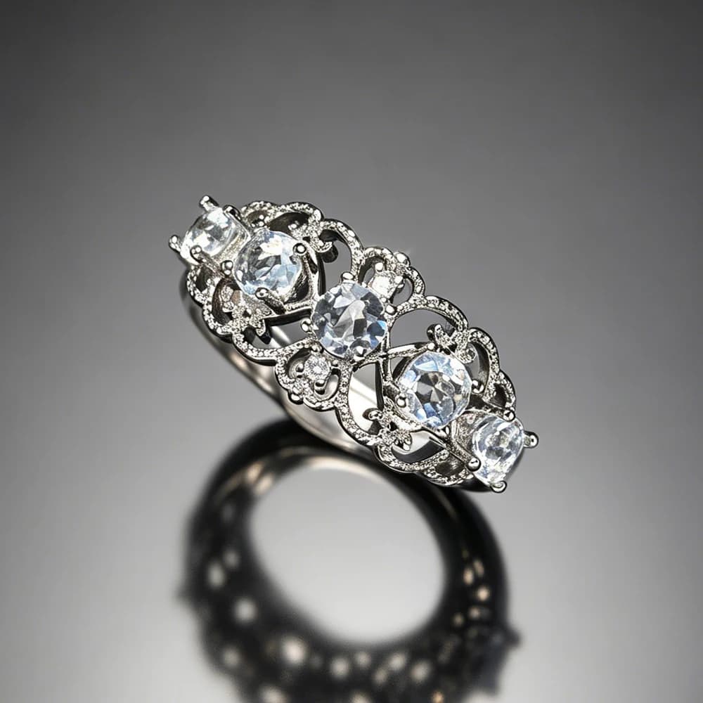 Eleganti Anelli Regolabili in Vera Acquamarina Naturale, Gemma Chiara Rotonda da 3mm per Donne, Gioielli Raffinati per Feste e Matrimoni, Idea Regalo
