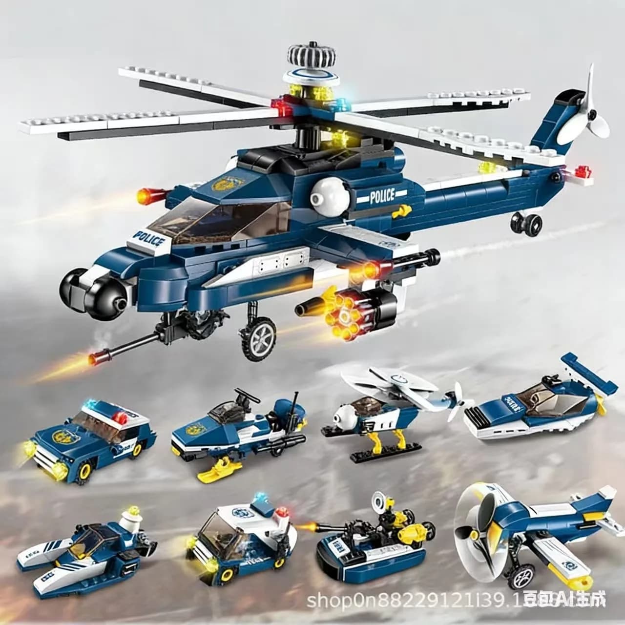 Compatibile con i mattoncini LEGO, modello di elicottero armato, puzzle, giocattolo da assemblare, auto, yacht, Transformers, regalo per bambini per le feste.