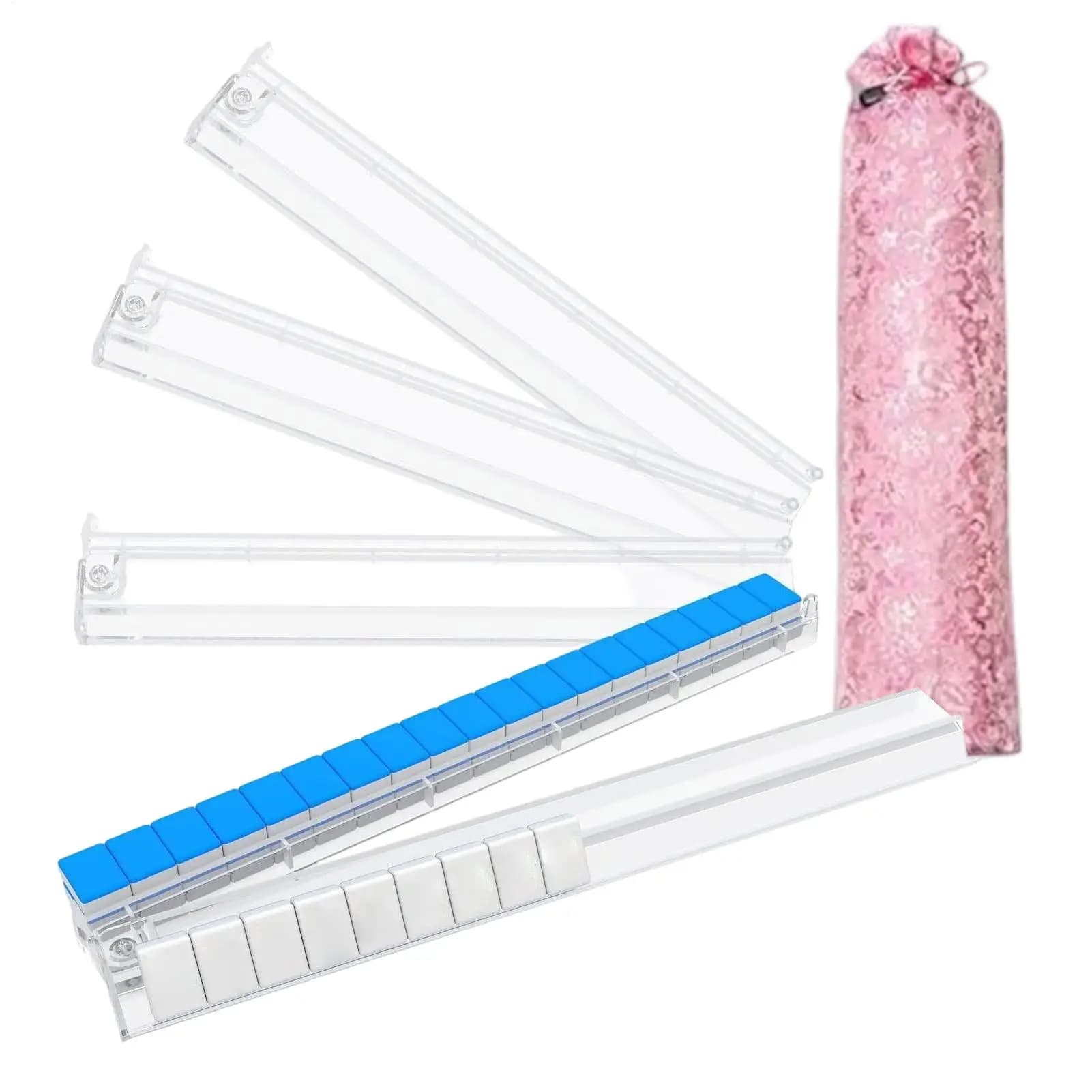 Mahjong Racks 4 Pieces Clear Table Game Stand with Storage Bag Mahjong Tile Racks for Women Men Adults Beginner Home Party