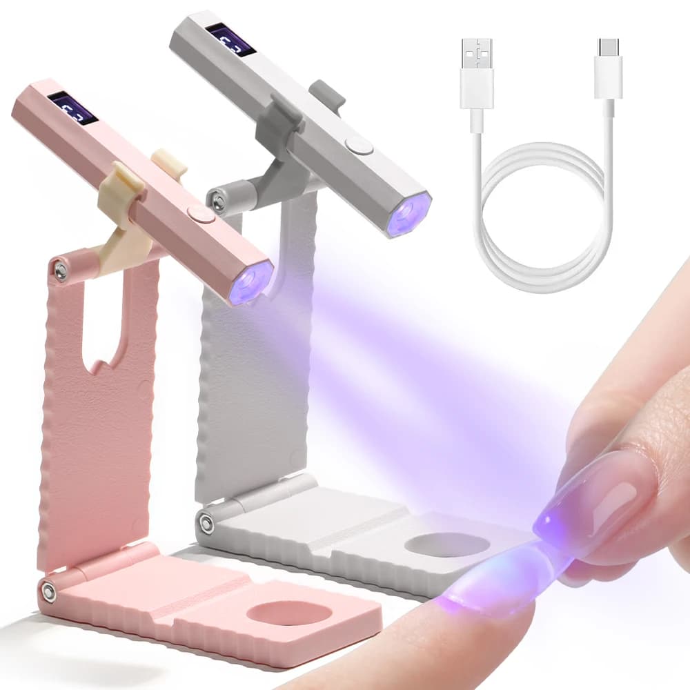 LINMANDA Lampada per unghie con supporto Luce UV portatile con display LCD Mini lampada UV portatile ricaricabile per asciuga unghie per unghie artistiche