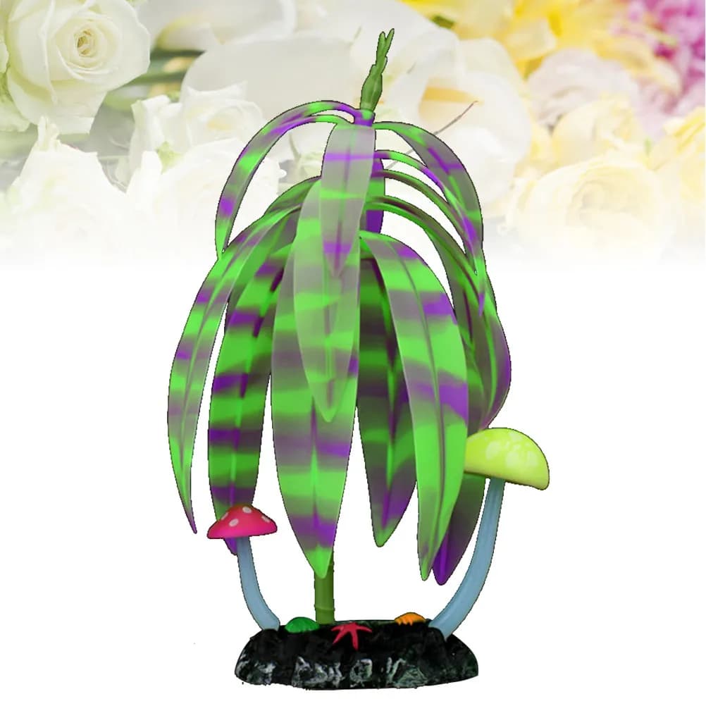 Pianta Artificiale Viola Simulata 7x22cm, Decorazione Realistica per Terrario e Acquario, Nascondiglio per Animali Domestici