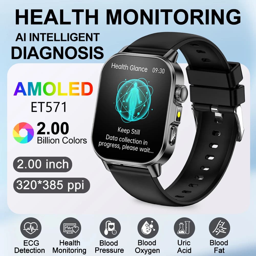 2026 New ECG + PPG Smartwatch Health Blood pressure Lipids in blood uric acid Laser healing Call HD Sports Bracelet Man Smart Watche