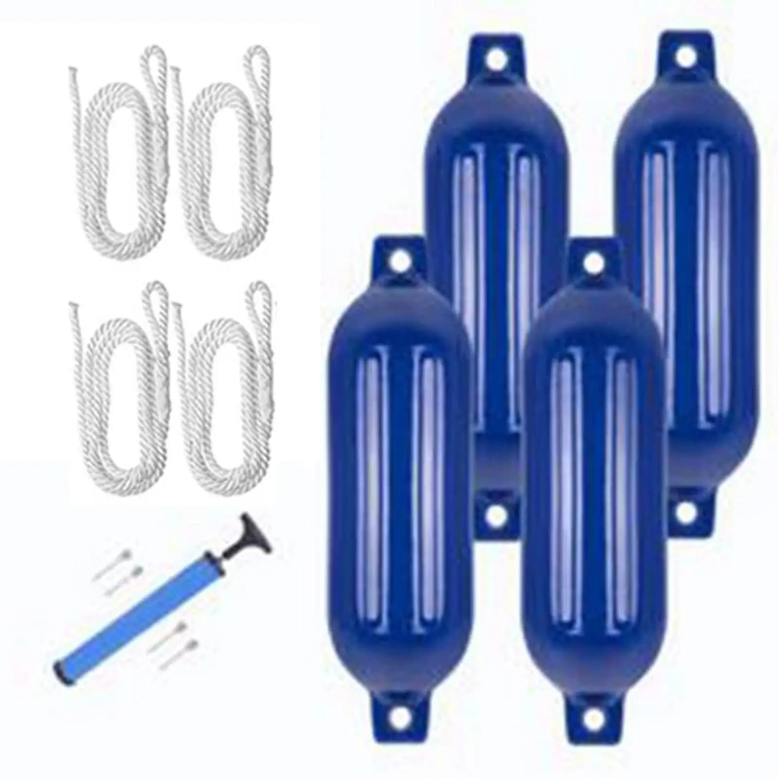 Set di 4 Parabordi Gonfiabili per Barche 11x40cm con 4 Corde, Accessori per Imbarcazioni e Pontoni