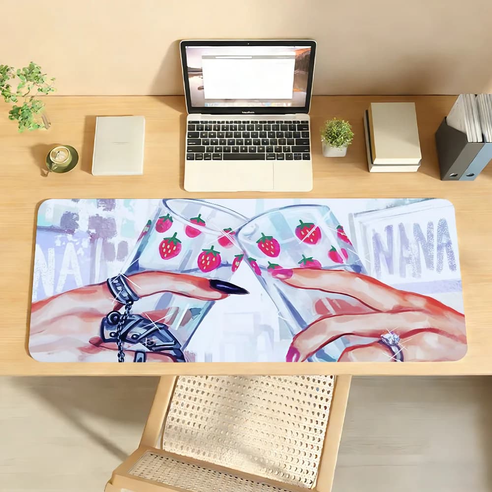 Tappetino per mouse Anime N-NANA, tappetino da scrivania antiscivolo con bordo bloccabile, accessori per PC e laptop, tastiera da ufficio in gomma, decorazione per giocatori