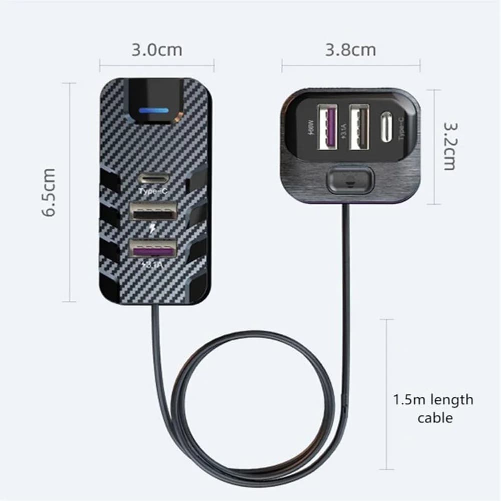 Caricabatterie da auto USB-C PD da 66W a 6 porte con supporto QC3.0 per la ricarica simultanea rapida di telefoni, tablet e dashcam