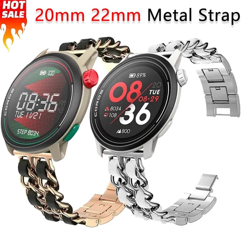 Cinturino in metallo da 20/22mm per COROS APEX 4 42mm APEX/PACE Pro/3-2 Comodo braccialetto per cinturino Suunto Run/Ocean/Race 2-1-S