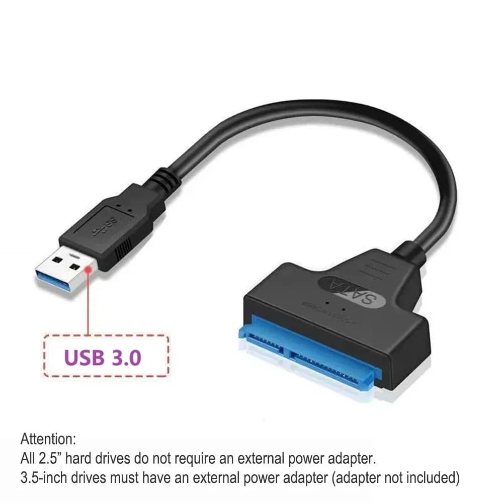 Cavo SATA a USB 3.0/2.0 per disco rigido SSD HDD esterno da 2,5 pollici 3,5 pollici Adattatore SATA 3 a 22 pin Cavo USB 3.0 a SATA III