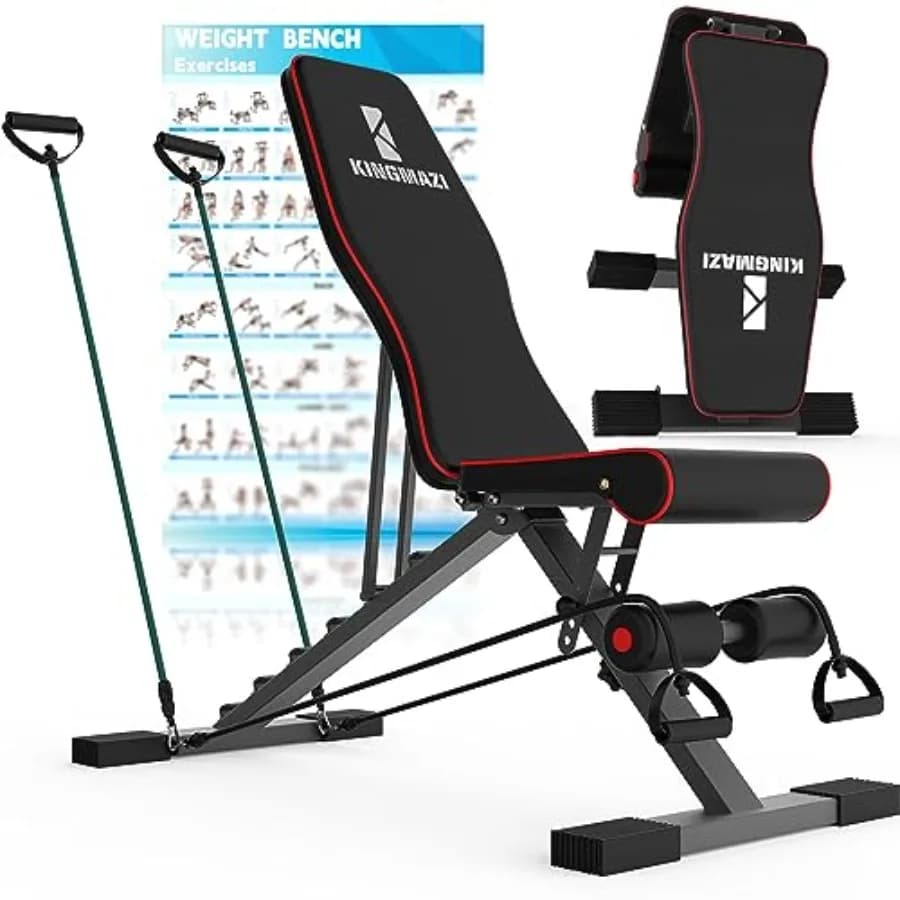 Panca per Allenamento Completo del Corpo con Peso Regolabile - Panca Multifunzione Pieghevole con Set di Bande di Resistenza in Nero Compatto