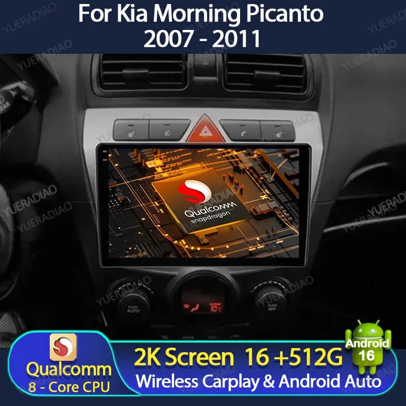 Android 16 Car Radio For Kia Morning Picanto 2007 - 2010 Multimedia Stereo Video Player Wireless Carplay Auto GPS NAVI 4G WIFI