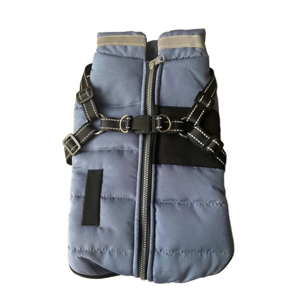 Giacca calda per cani regolabile Cerniera impermeabile Vestiti per cuccioli antivento con imbracatura Piumino caldo imbottito per animali domestici per cuccioli di cani