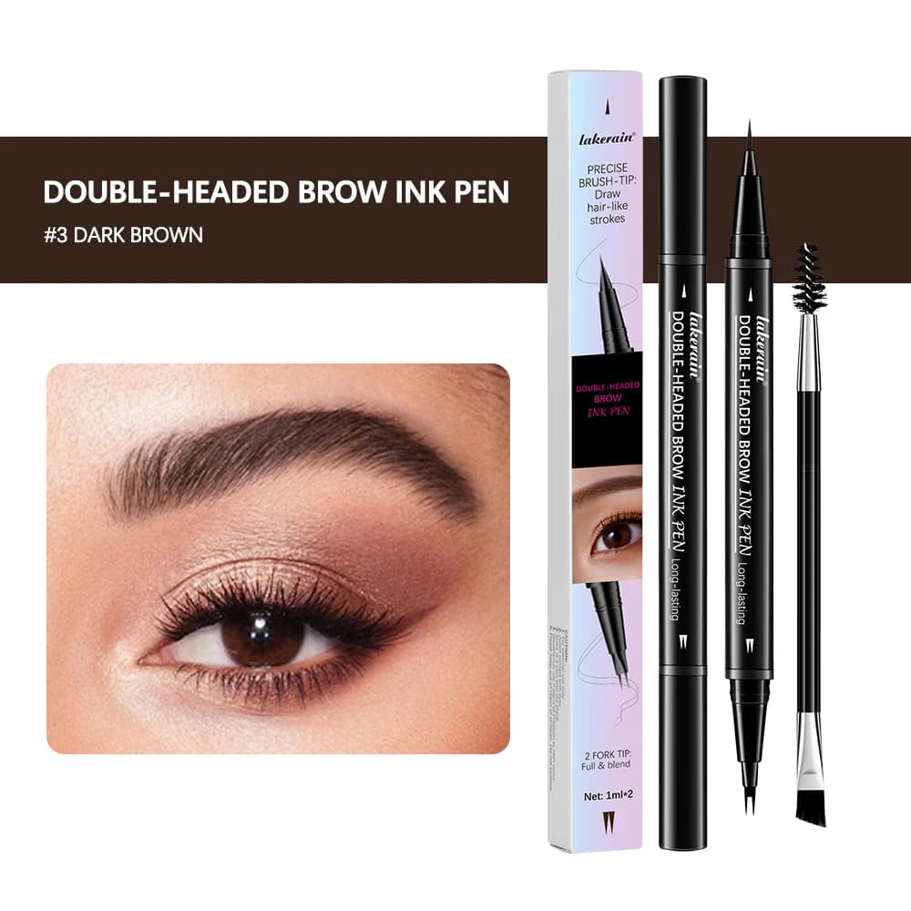 Eyebrow pencil 2 in 1 waterproof eyebrow pencil perfect eyebrows eyeliner waterproof makeup brushes for pen set Brown
