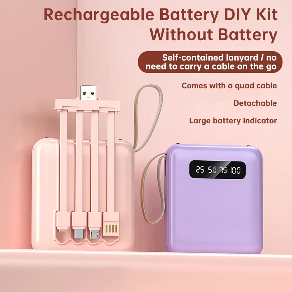 Kit fai da te batteria ricaricabile 18650 Scatola di immagazzinaggio carica banca di potere Display digitale 4 interfaccia di uscita per caricare telefoni cellulari