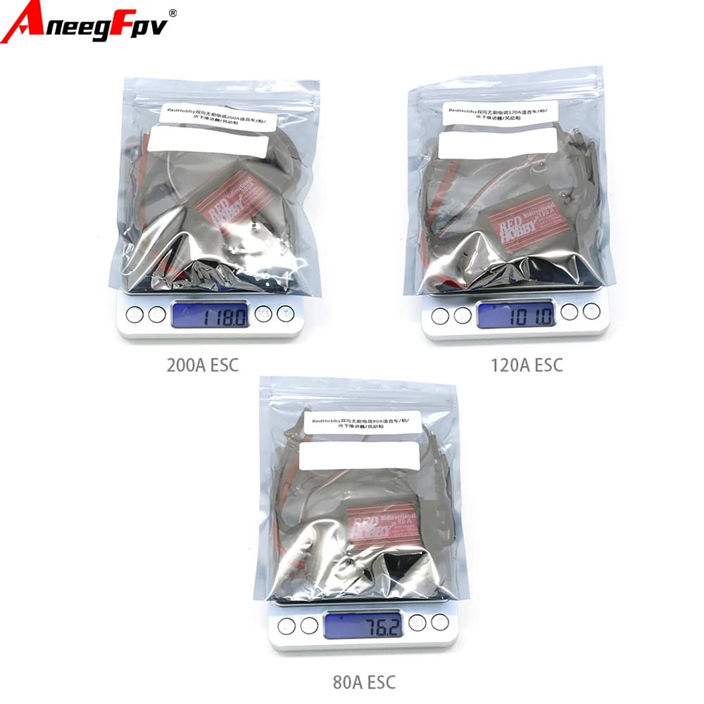 RedHobby 200A 80A 120A ESC senza spazzole bidirezionale per elica subacquea pneumatica per barche per auto telecomandate