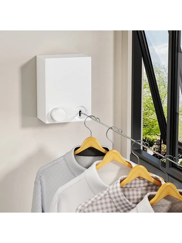 Stendibiancheria Invisibile da Interno Senza Foratura, Stendino a Filo Retrattile in Alluminio per Balcone e Bagno