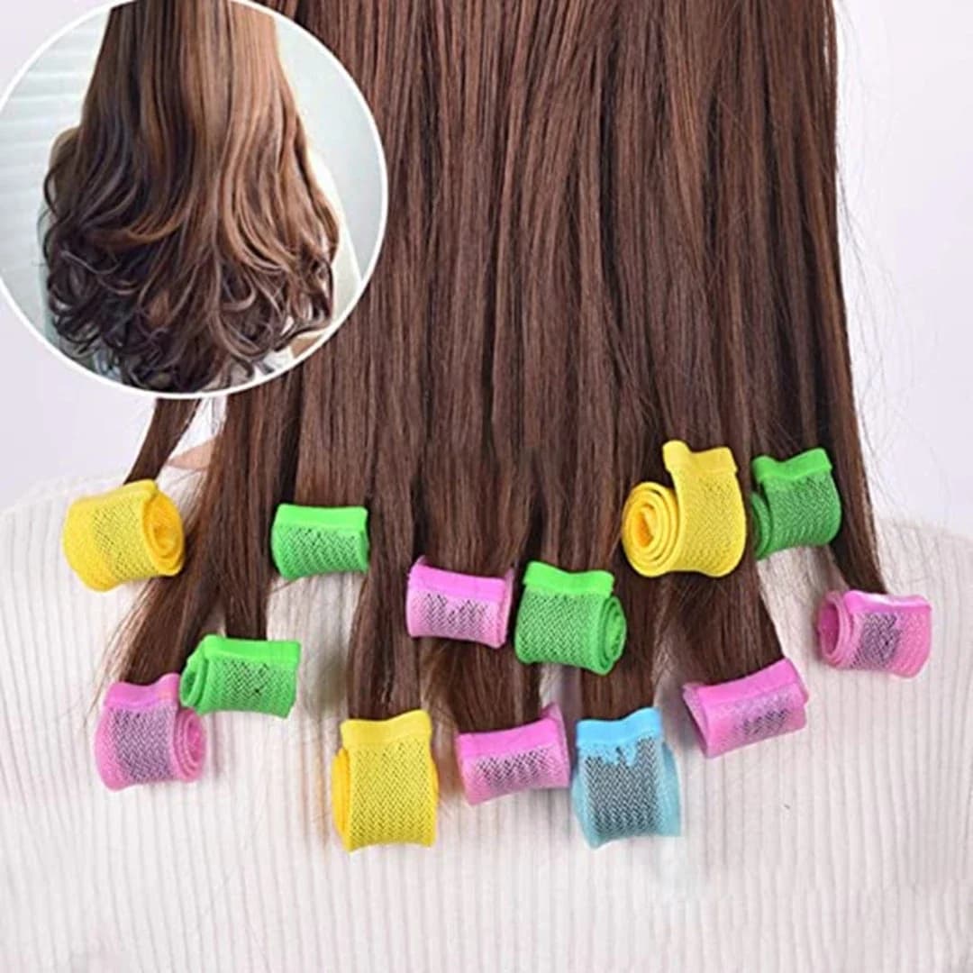 18pcs Heatless Hair Curlers No Heat Hair Wave Formers Spiral Wave Curls Curling Rod Women Hairstyle Roller Hair Styling Tools