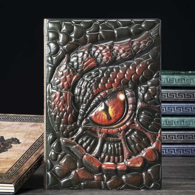 Dragon Eye Textured Leather Lined Journal, Unique Relief Notebook, Exquisite Gift for Collectors
