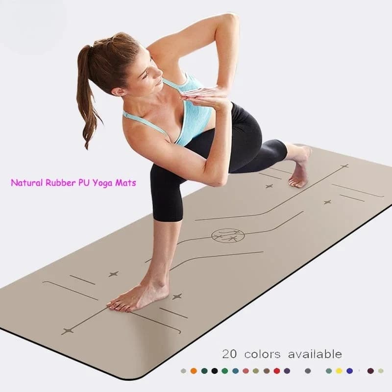 New Position Line Natural Rubber Yoga Mat PU Non-slip Gymnastics Mat for Eco-friendly Fitness which absorbs sweat for home, pilates