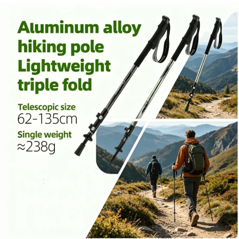 2PCS Outdoor hiking Telescoping Trekking Poles Ultralight Portable Climbing walking stick Mountaineering Walking Sticks