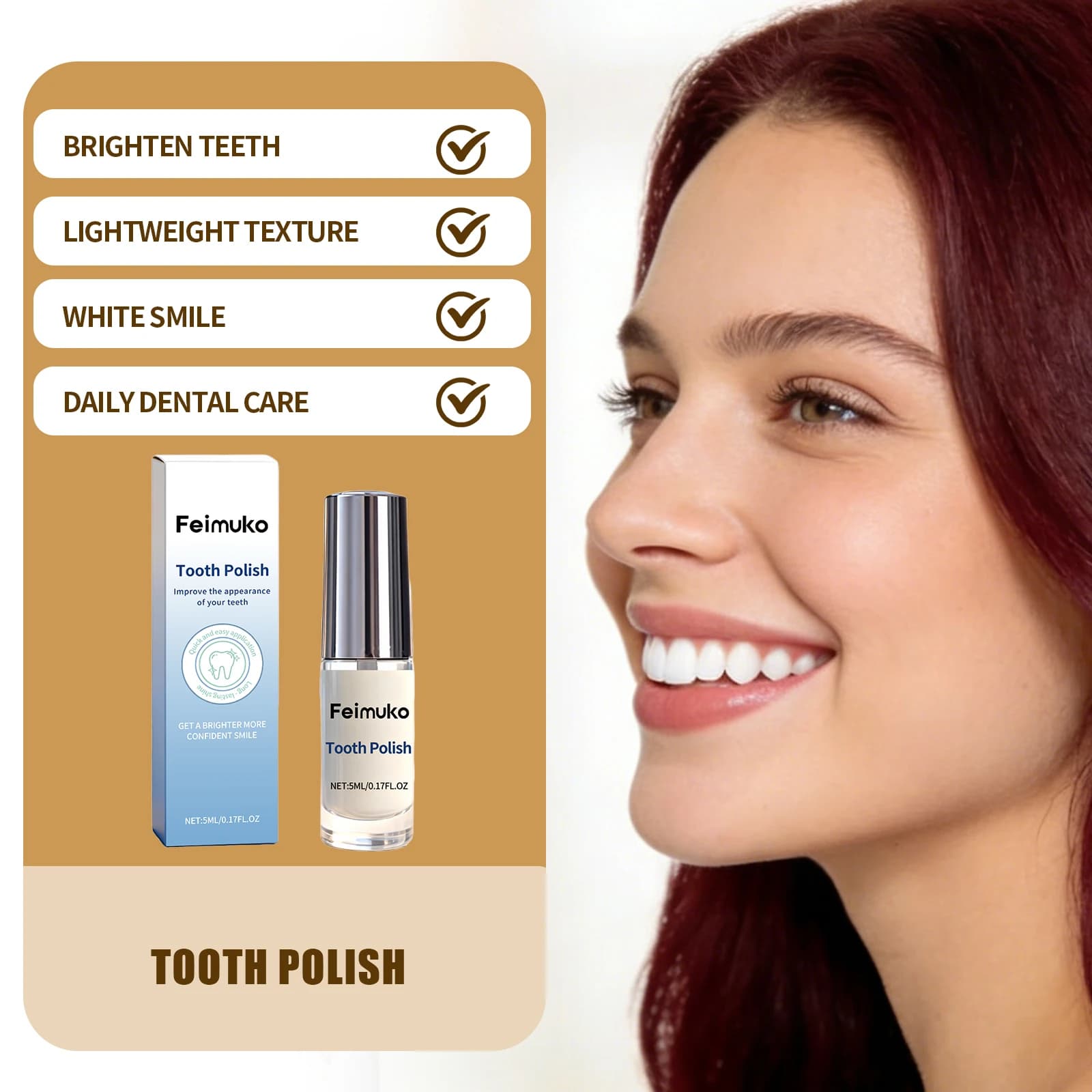Instant whitening paint for teeth with hydrosypatitis and natural resin, for a durable glow and polish repair, delicate polishing for teeth whitening