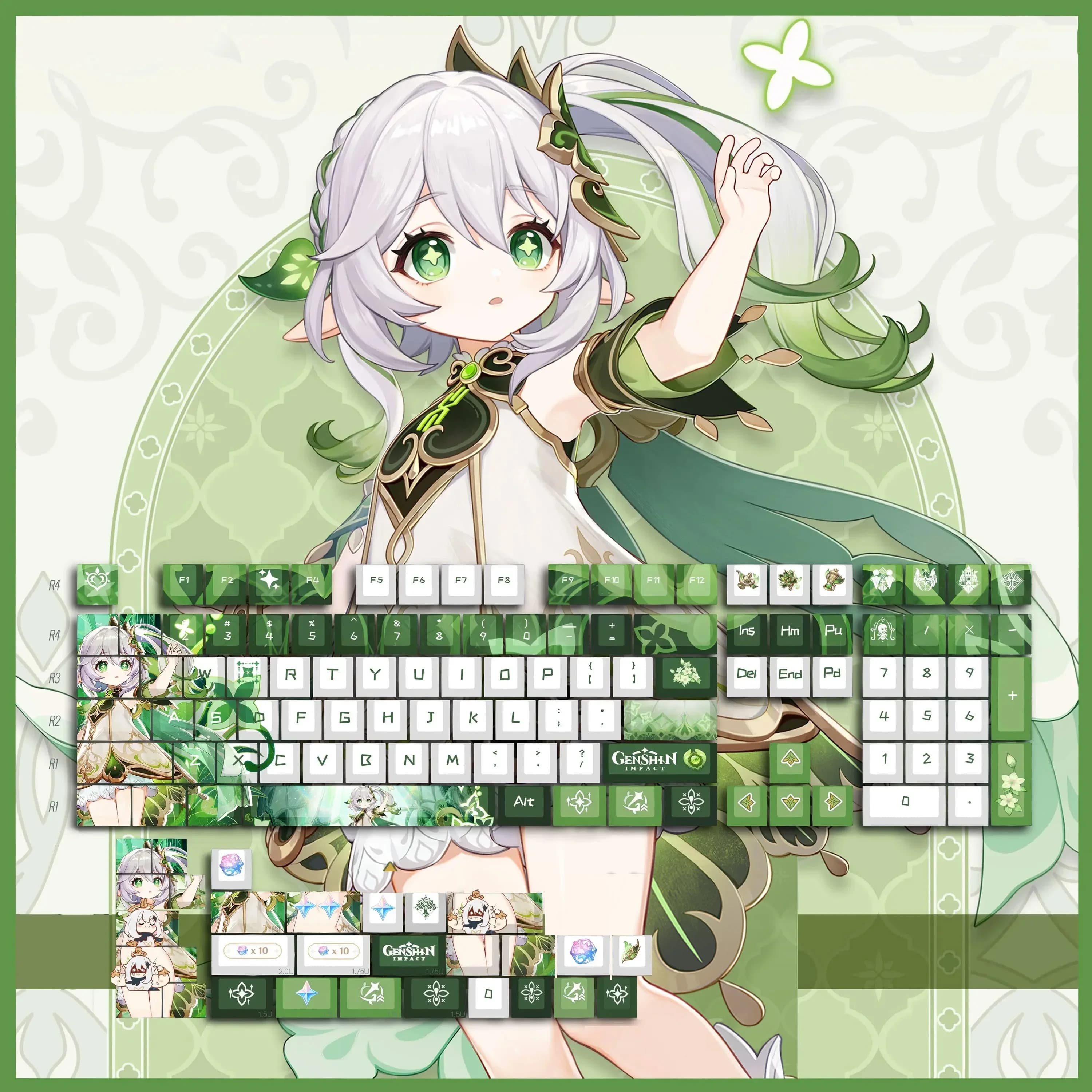 Gioco Keycap Genshin Impact Nahida 120 Copritasti PBT Copritasti per Tastiera Meccanica Gioco Personalizza Cosplay Doujin Regali