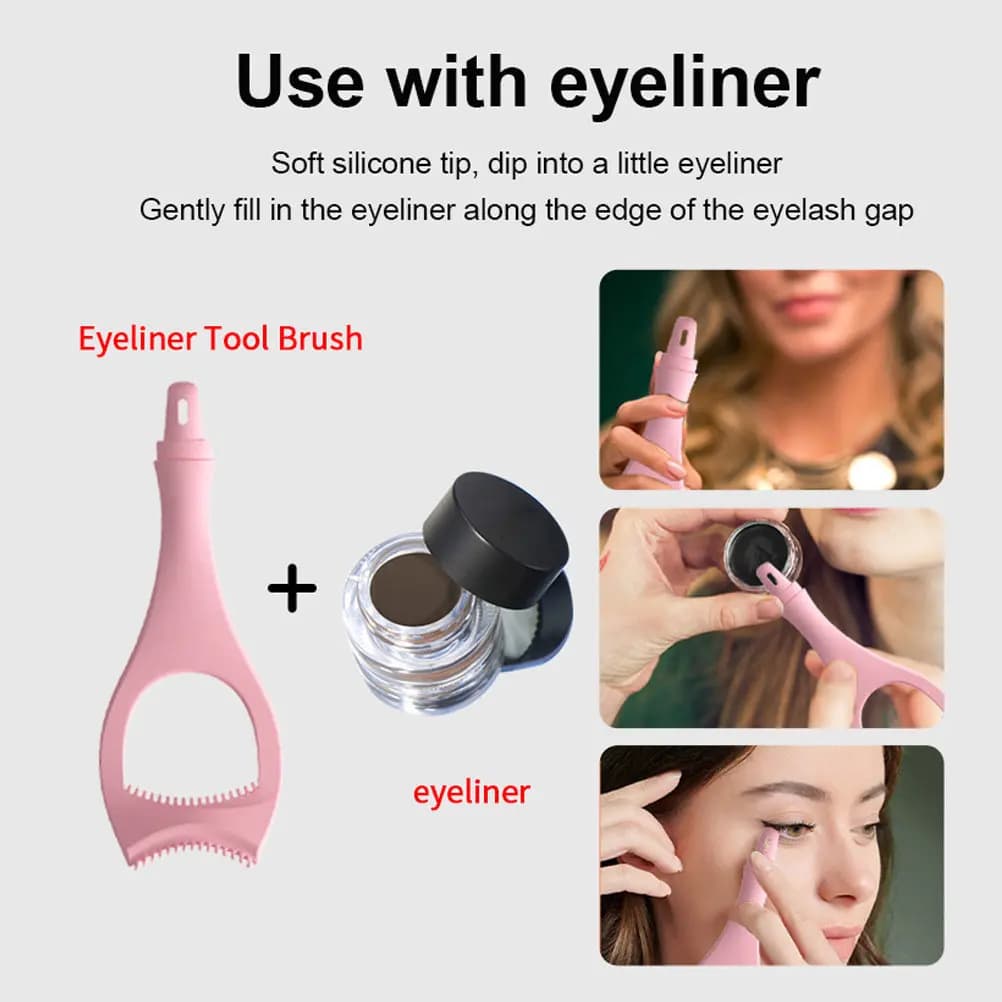Accessorio per il disegno dell'eyeliner in silicone con forma curva ergonomica che si adatta al contorno degli occhi per principianti e professionisti, per ombretto e mascara