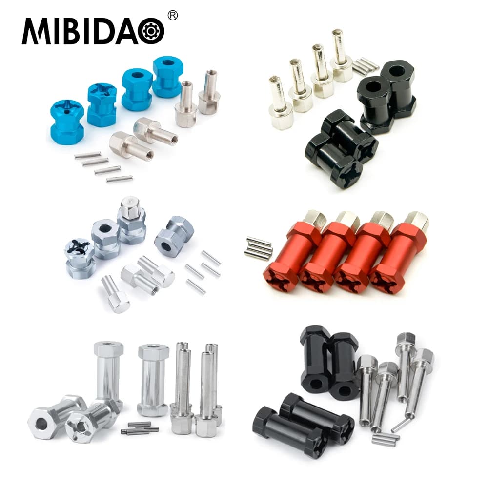 MIBIDAO 4 pezzi in lega di alluminio 12mm estensione esagonale adattatore esagonale 15/20/25/30mm per Axial SCX10 WRAITH TRX-4 1/10 RC Crawler Car