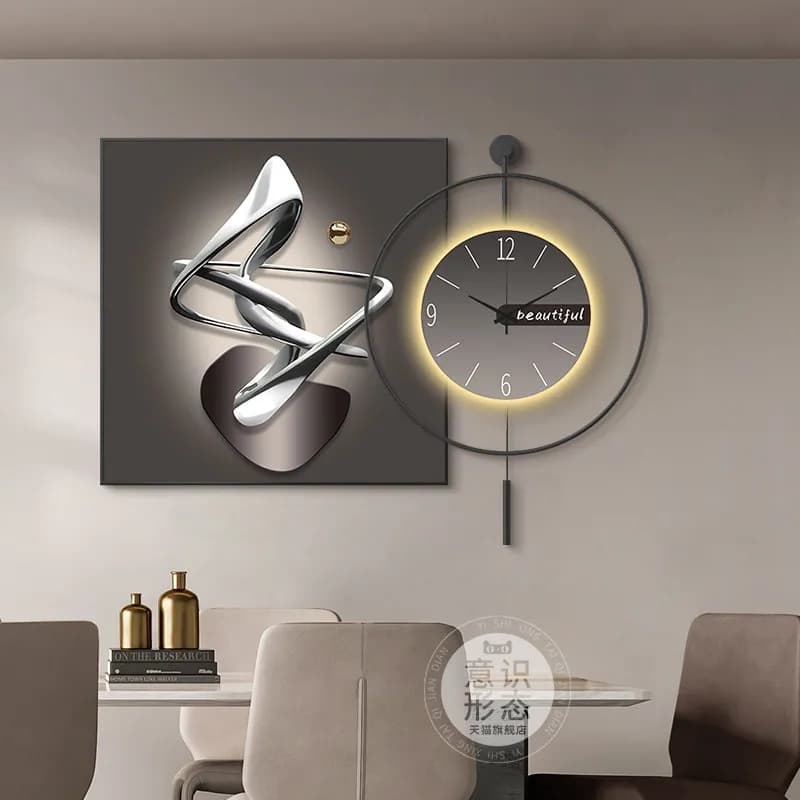 Modern Luxury Wall Clock Silent Quartz Art Abstract Combination Dining Room Clock Restaurant Living Room Background Wall Decor