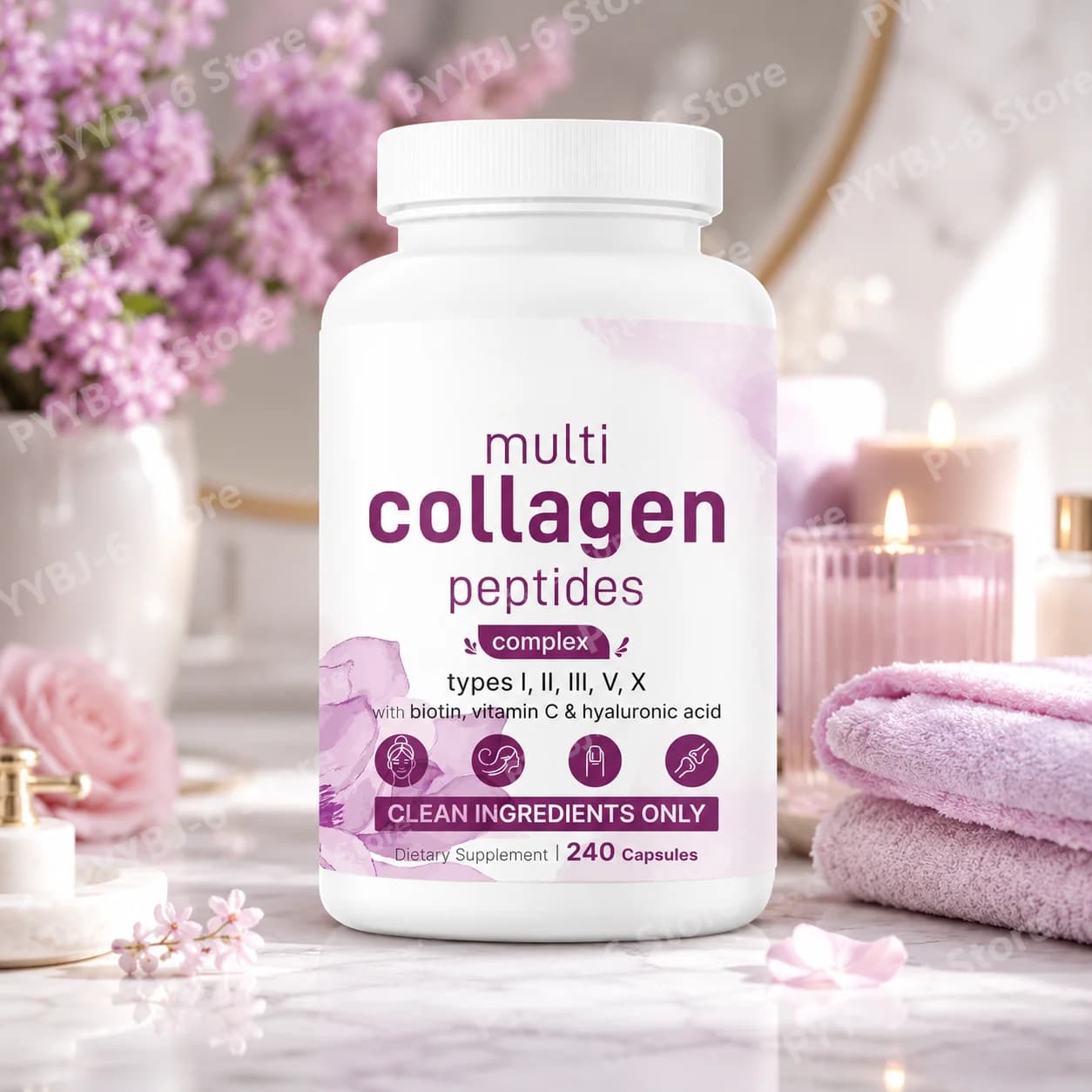 Capsules Multi Collagen 240 pieces Type I II III V X with Biotin Hyaluronic Acid Vitamin C