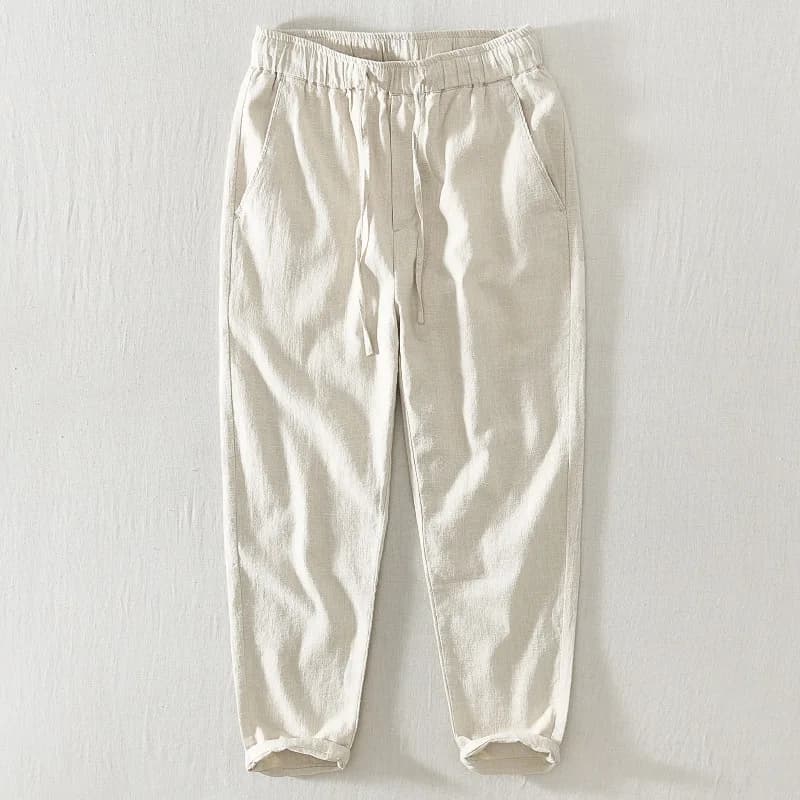 Pantaloni Casual da Uomo 70% Lino, Lunghezza alla Caviglia, Stile Harem, Comodi e Traspiranti, Moda Primavera-Estate 2023