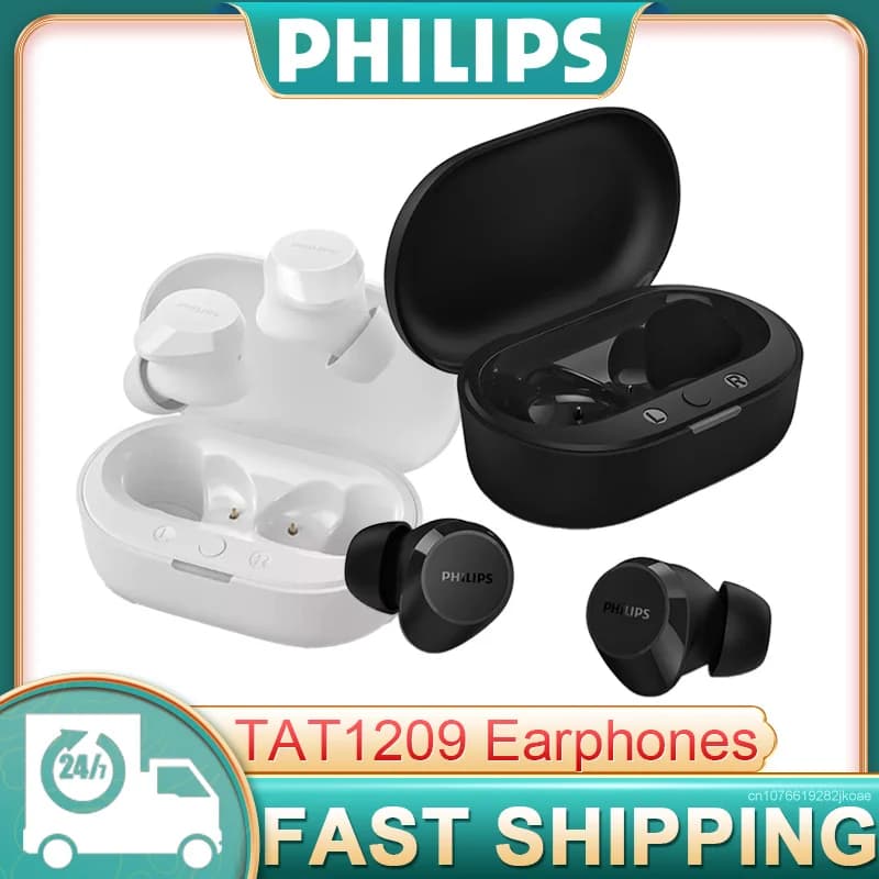 Nuovo Philips TAT1209 Auricolare Senza Fili Bluetooth 5.3 Cuffia Sport Corsa Auricolare In-Ear Con Doppio Microfono HD Chiamata Auricolari