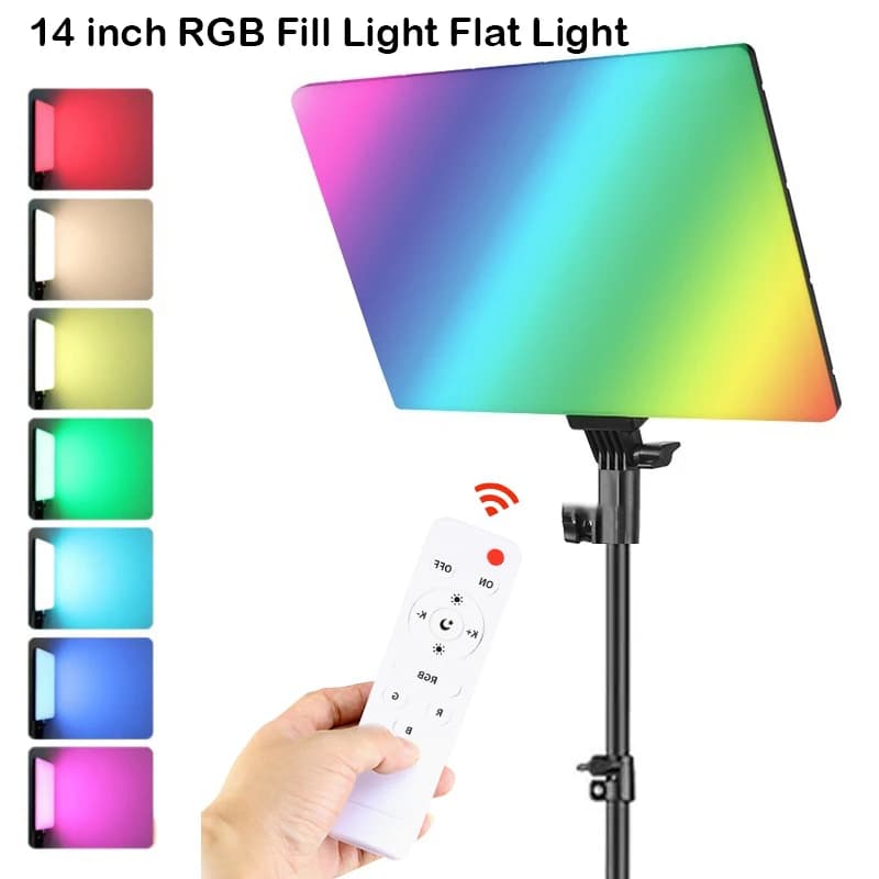 RGB 14 ''LED Video Light Remote Control Photography Selfie Dimmable Panel Lighting Studio Photo Streaming Live Filling Lamp Tripod