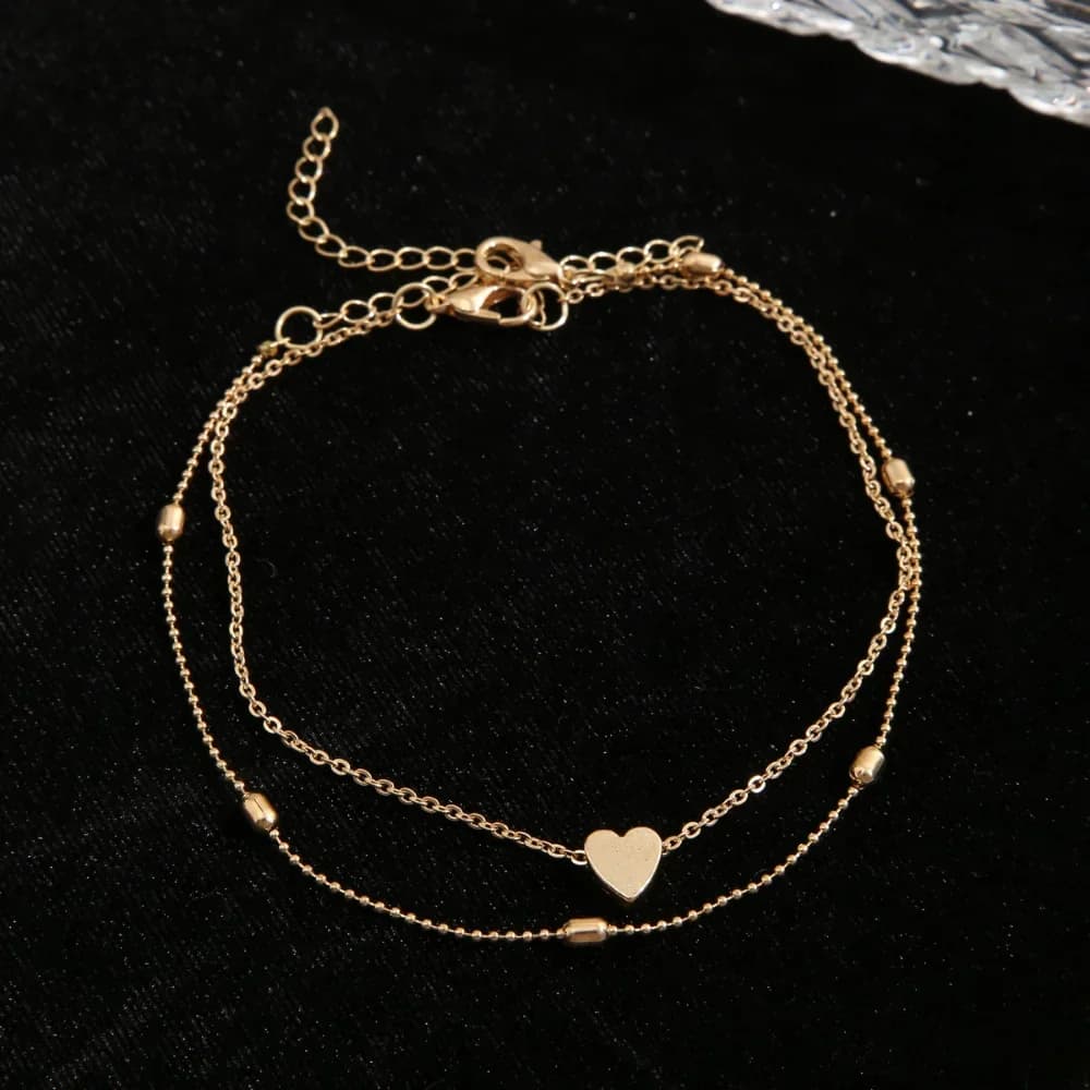 Women Heart Anklet Foot Chain Fashion Sandals Leg Bracelet Heart Pendant Anklets Beach Foot Jewelry Accessories For Female Title2