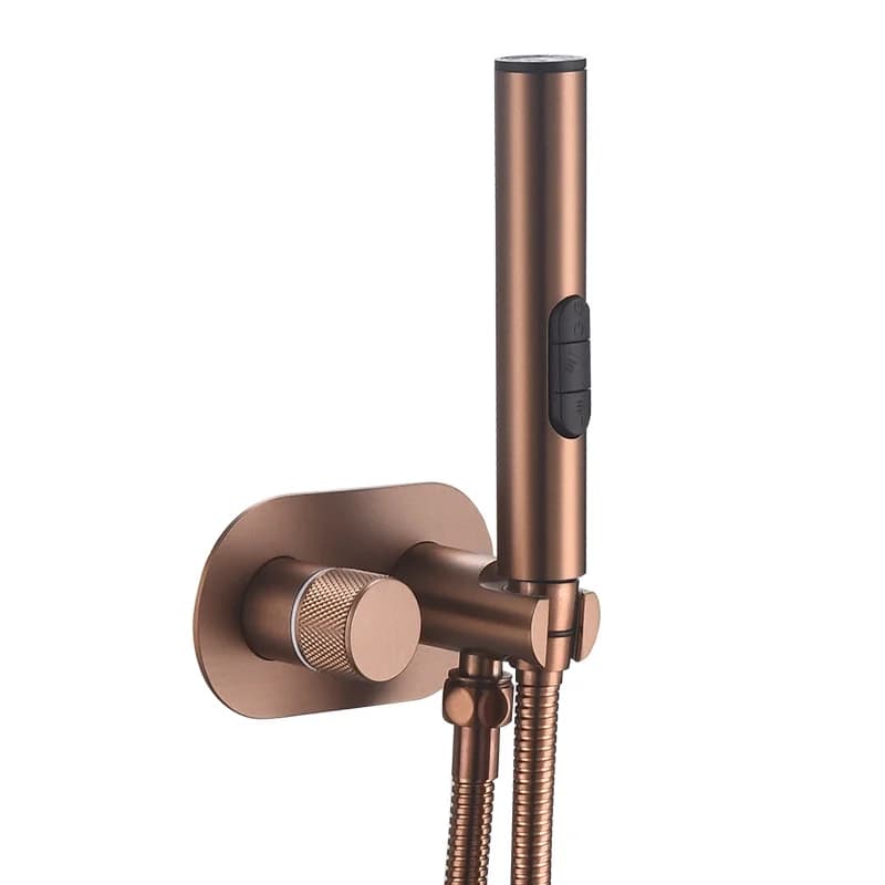 Brushed Rose Gold Brass Bidet Faucet Wall Mount 3 Functions Sprayer for Toilet Hot Cold Water Mixer Toilet Bathroom Bidet Shower
