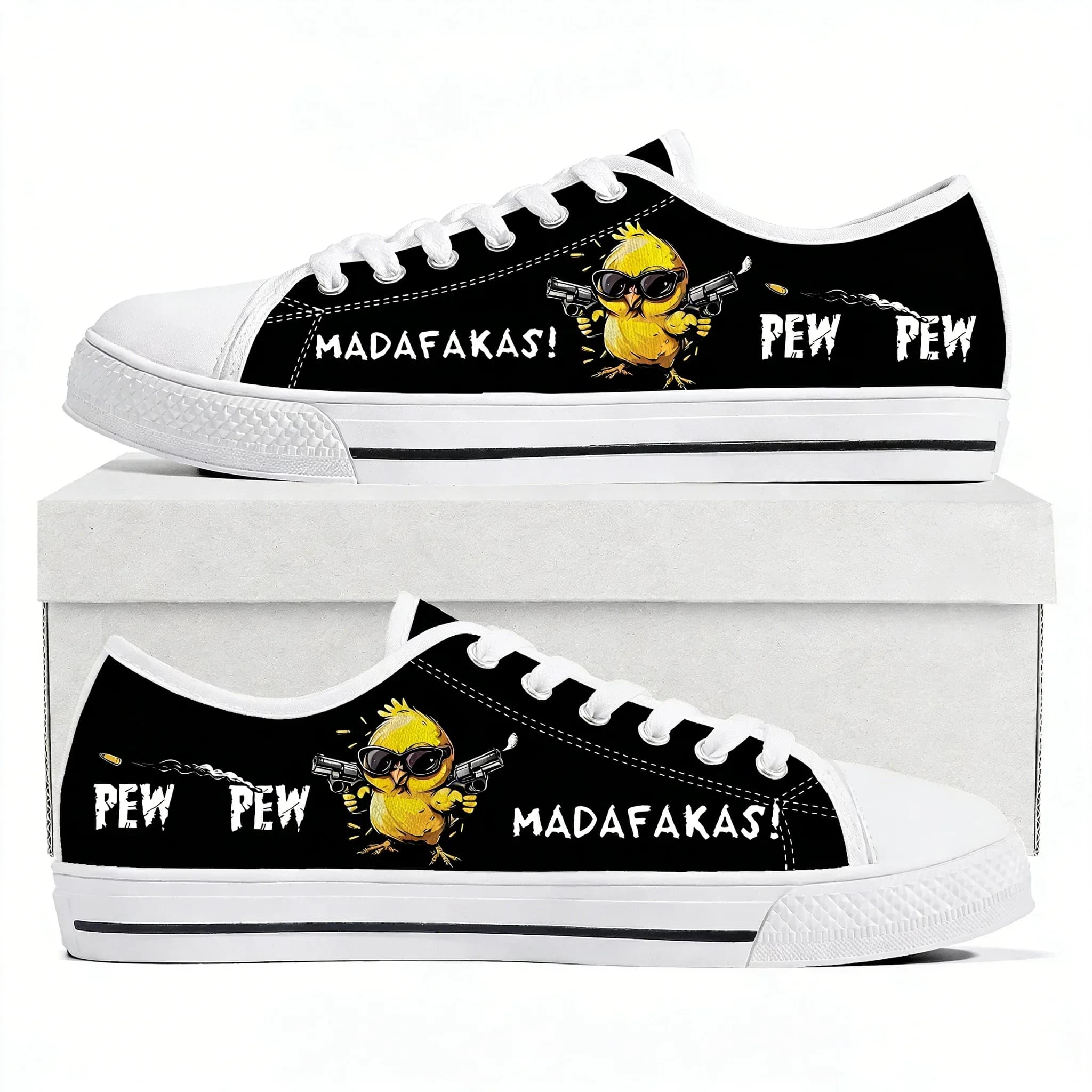 Pew Pew Madafakas Fun Pattern Low Top Lightweight Sneakers Mens Womens Teenager Flats Canvas Sneaker Hiking Travel Casual Shoes