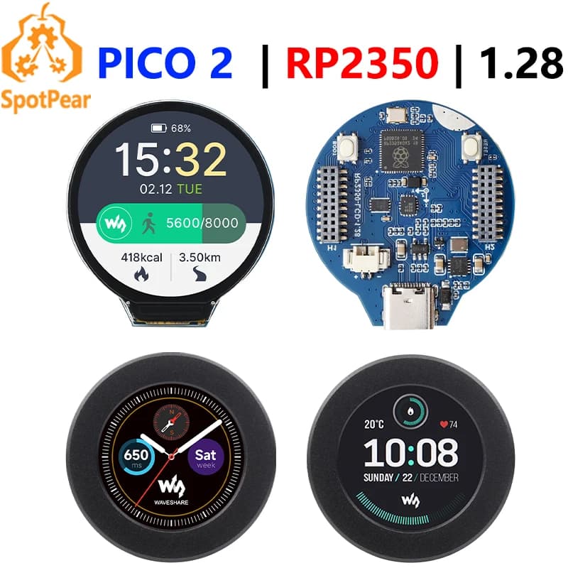 Raspberry Pi Pico 2 RP2350 1.28 inch round LCD development card Screen 240x240 QMI8658 6 axes